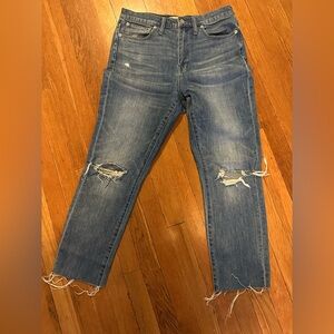 Madewell denim jeans High rise Slim boyjean 28 distressed med blue light